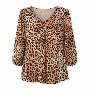 NWT GODDESS Brown Beige Leopard Top Size 3X